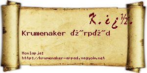 Krumenaker Árpád névjegykártya